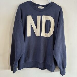 Women's North Dakota ND Crewneck Pullover Sweatshirt Blue Cotton Blend Small